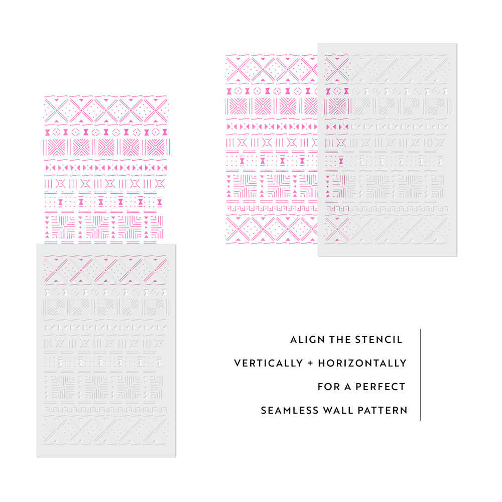 Mud Cloth Pattern Wall Stencil - Durable & Reusable Mylar Stencils