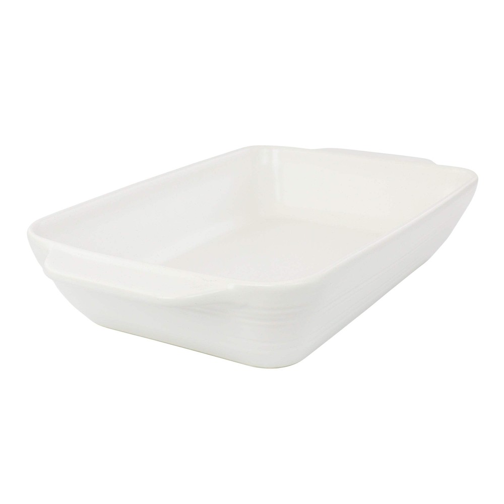 Bee & Willow 4 Qt Rectangular Stoneware Baker in White Speckle