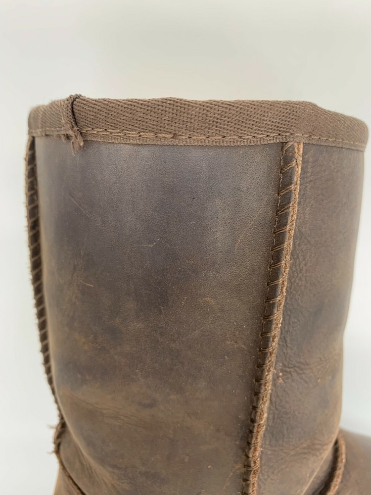 UGG Womens Classic Short 1005093 Pull On Leather Brown Boots Size US 5