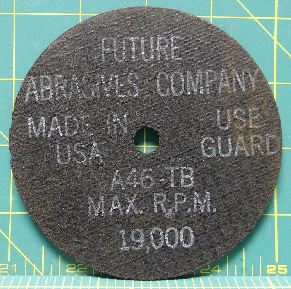 Future Abrasives Cut-Off Grinding Wheel 4" Diameter, 5/64" Thick, A46-TB
