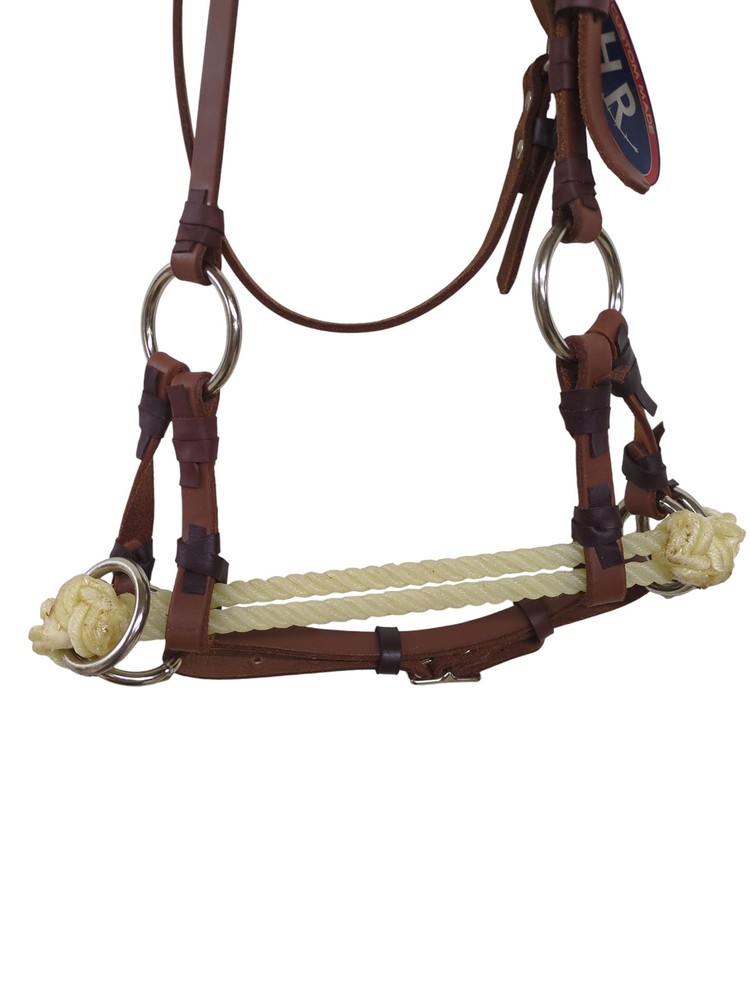 HR Saddlery Leather Western Side Pull Bridle Premium Bitless Training Headstall