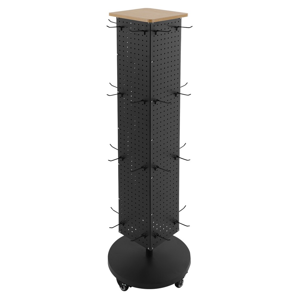 Perforated Panel Display Stand 360° Rotatable Display Rack with 30 Hooks Grocery