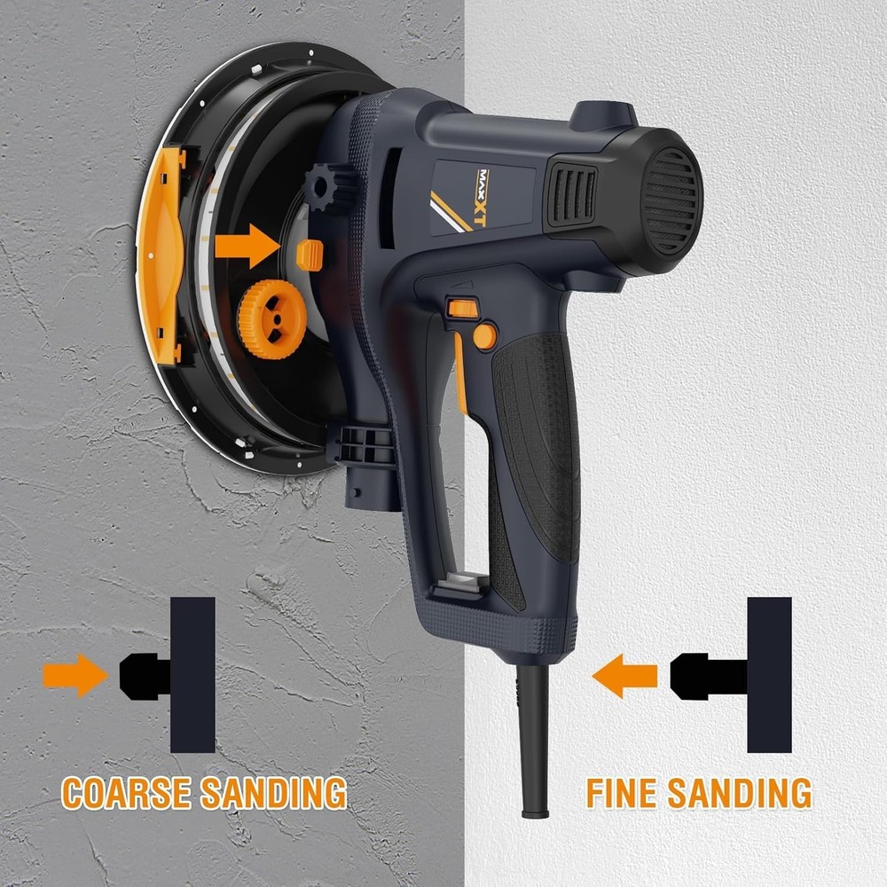 Electric Handheld Drywall Sander with Variable Speed and Dust Extraction Feature