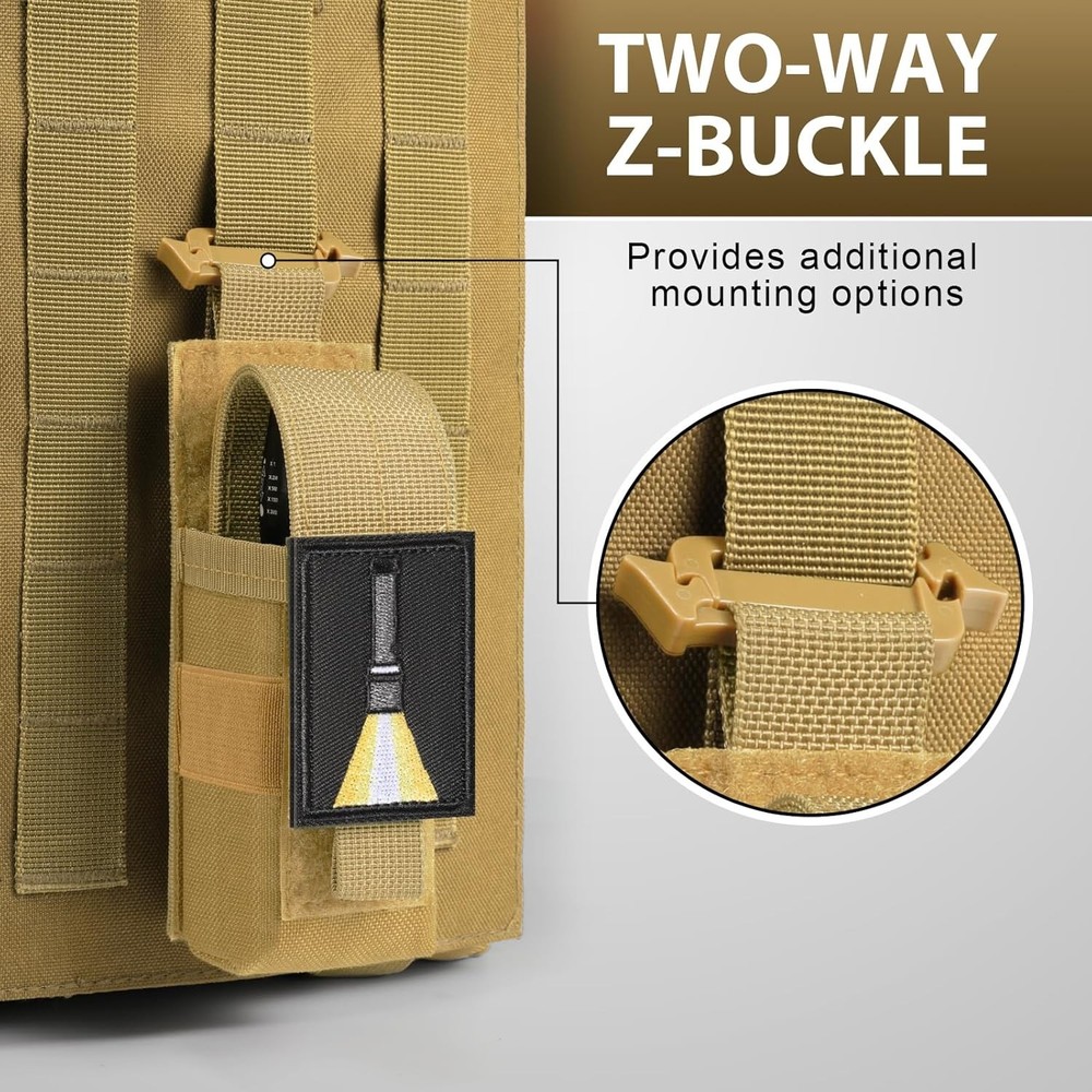 Tactical Flashlight Holster, Adjustable Flashlight Pouch Holder Molle Torch Carr