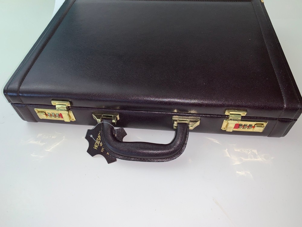 Heritage Quality Crafted Leather Combination Brass Locks Briefcase New