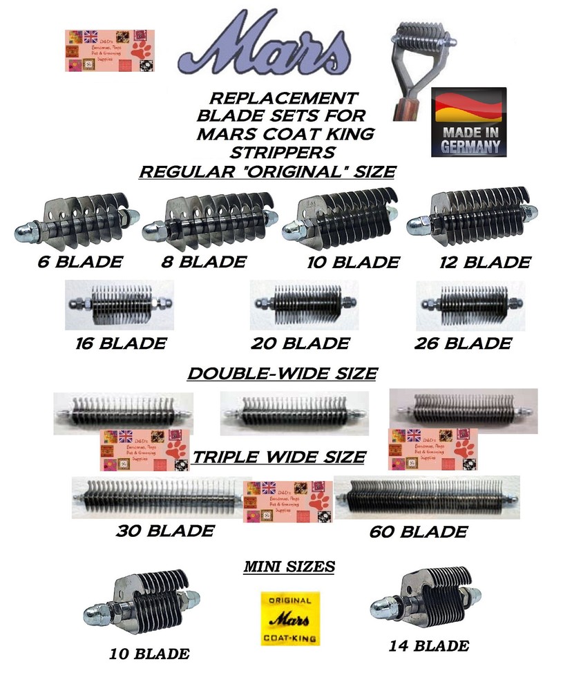 REPLACEMENT BLADE SETS FOR MARS COAT KING STRIPPER RAKE RAZOR Stripping Tool
