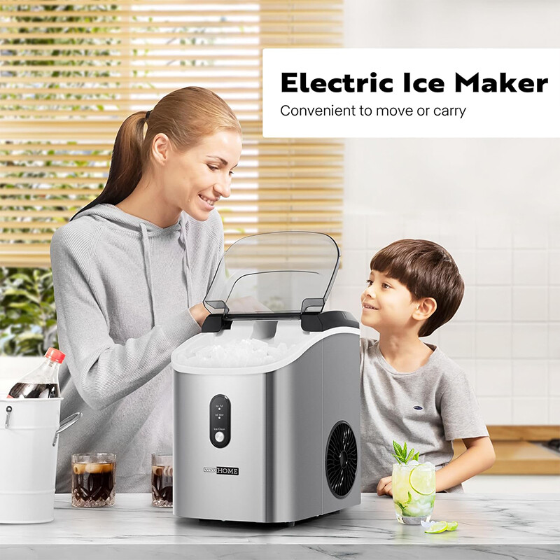 33lbs/Day Electric Chewable Nugget Ice Cube Maker Machine Self-Clean Function