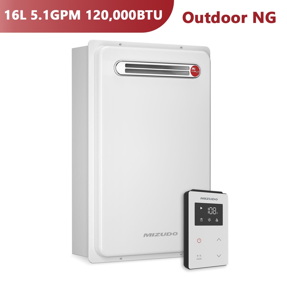 Natural Gas/Propane Tankless Water Heater Outdoor 5.1GPM 120,000 BTU On-Demand