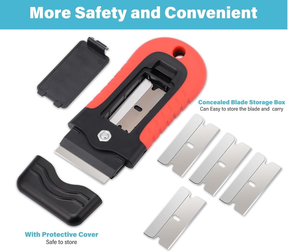 Gomake Razor Blade Scraper Tool with Blade Storage Container, Glass Cooktop Stov