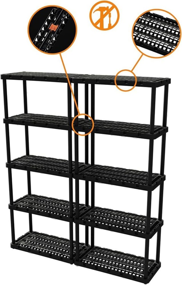5 Shelf Ventilated Storage Unit Organizer System Basement Kitchen Bathroom 72"H