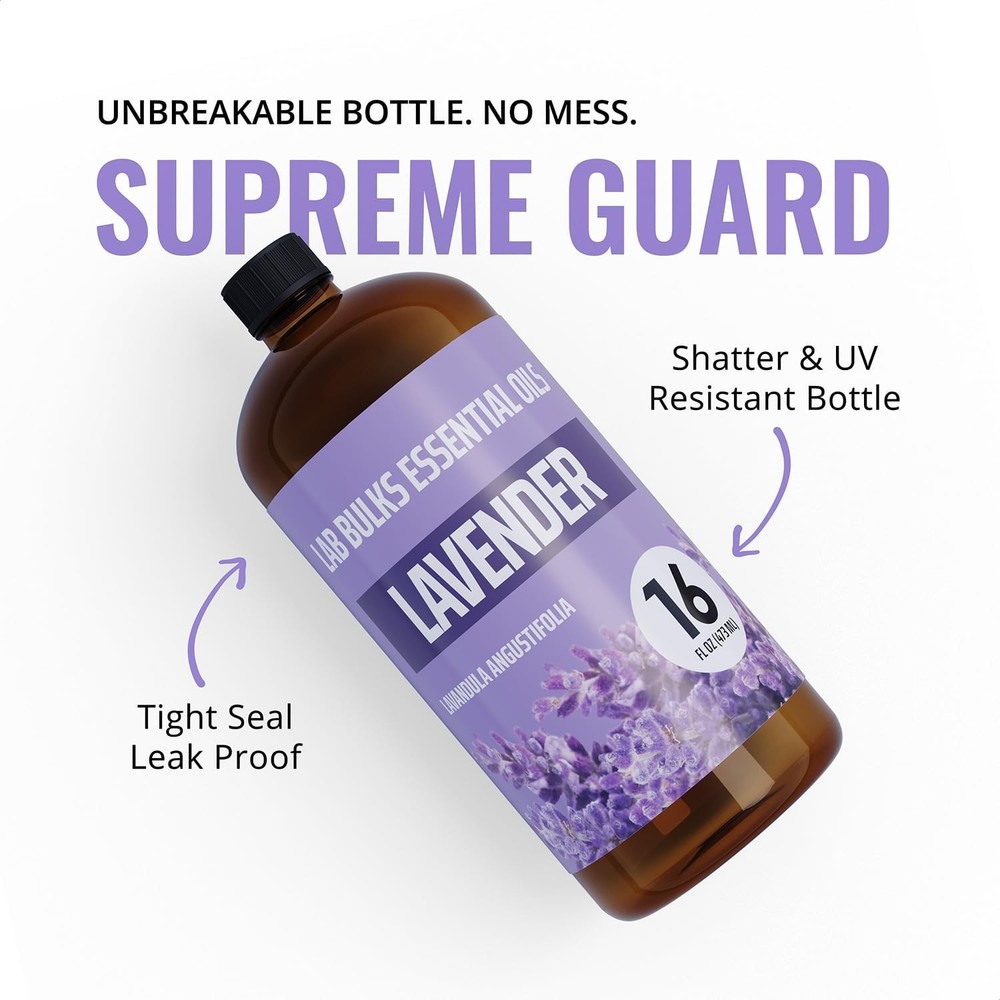 Lavender Essential Oil 16 oz Bottle for Diffusers, Candles, & Home