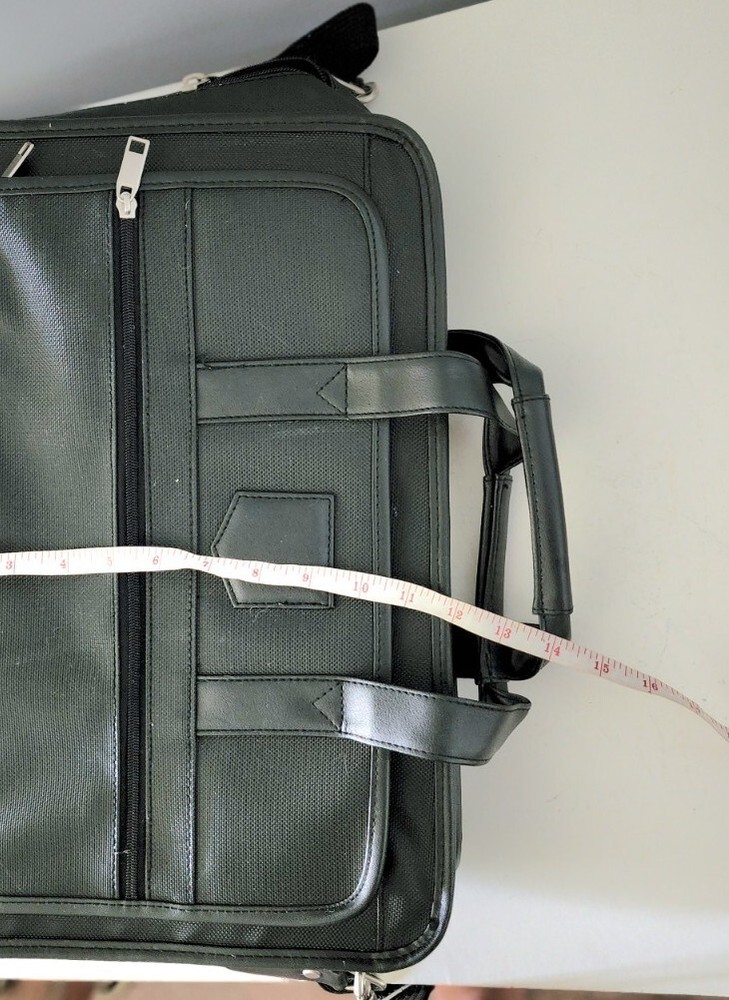 Messenger bag computer work school leather trim mesh front pockets organizer