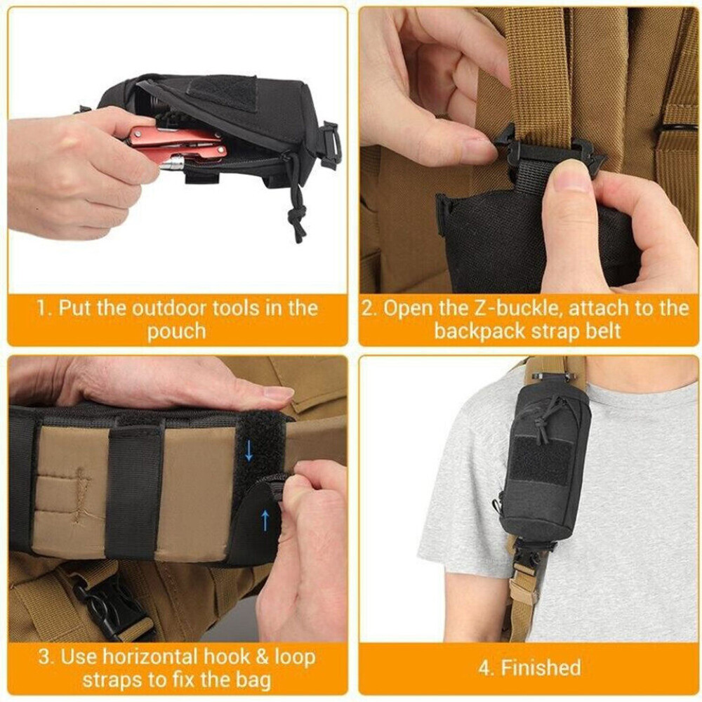 Backpack Shoulder Strap Accessory Pouch Tactical Molle Bag EDC Tool Pockets