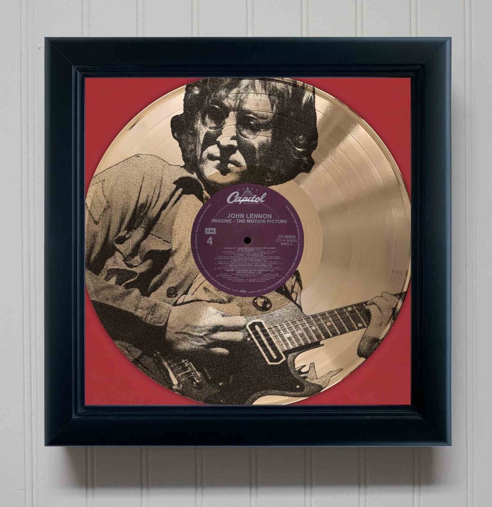 John Lennon Imagine Gold Record Etched LP Shadowbox Display