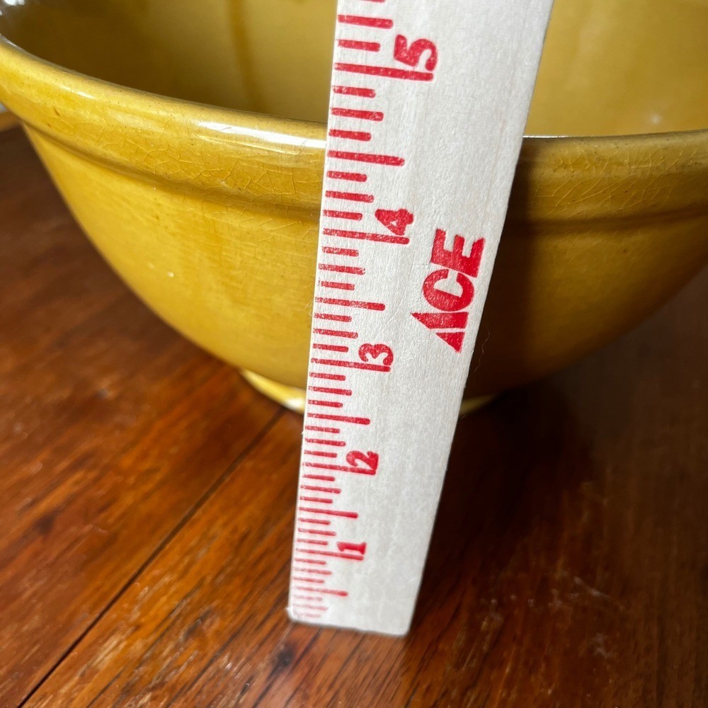 Vintage Yellow Ware Stoneware Pottery Mixing Bowl