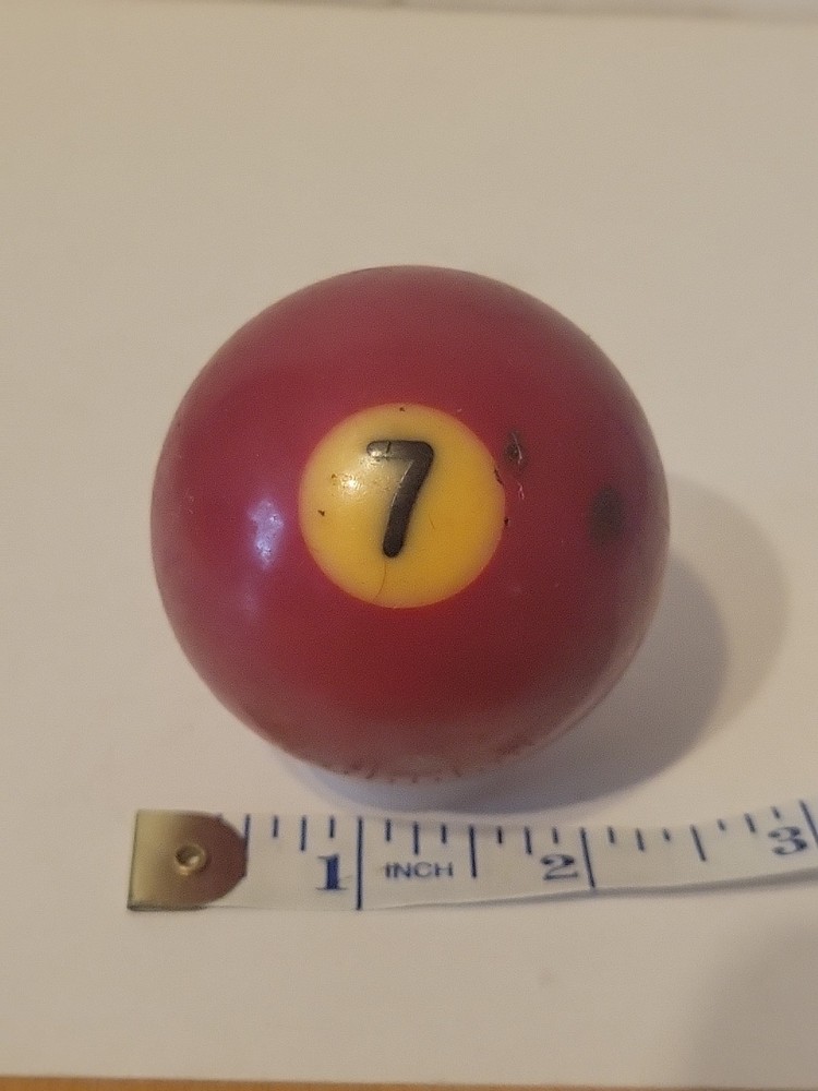 Vintage No. 7 Solid Red Pool Ball Billiard 2" Replacement (J)
