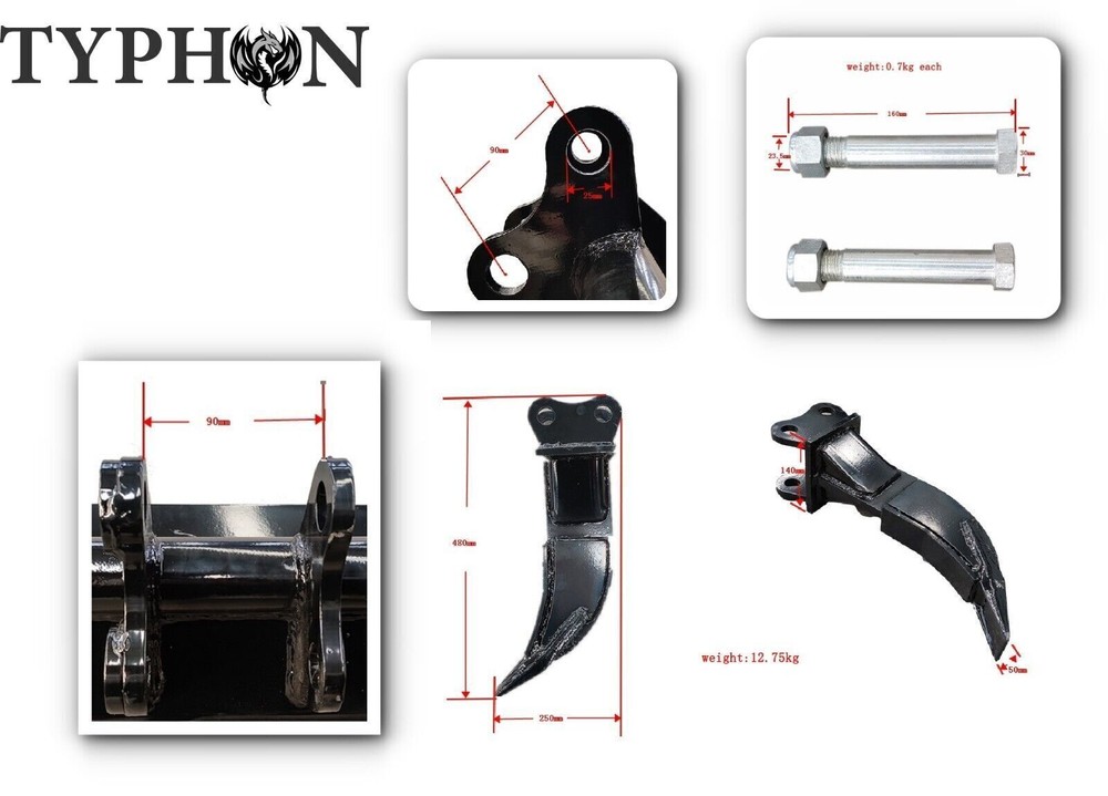 NEW Ripper Hook Small Digger Mini Excavator Attachment 19in TYPHON FREE SHIPPING