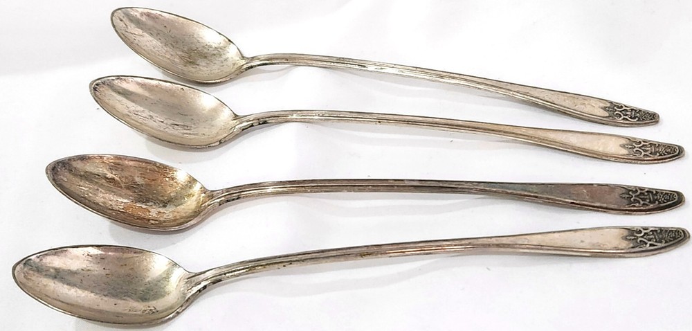 LADY DORIS PRINCESS 4 pieces ICED TEA SPOONS silverplate flatware silverware
