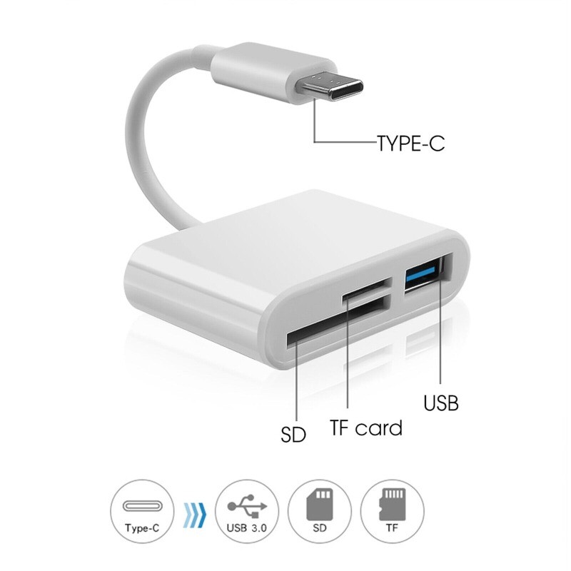 3-in-1 USB Stick SD TF Card Reader Type C OTG Adapter For iPhone Android Devices
