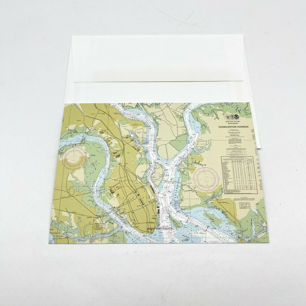 Harbor Map Note Cards of Charleston SC