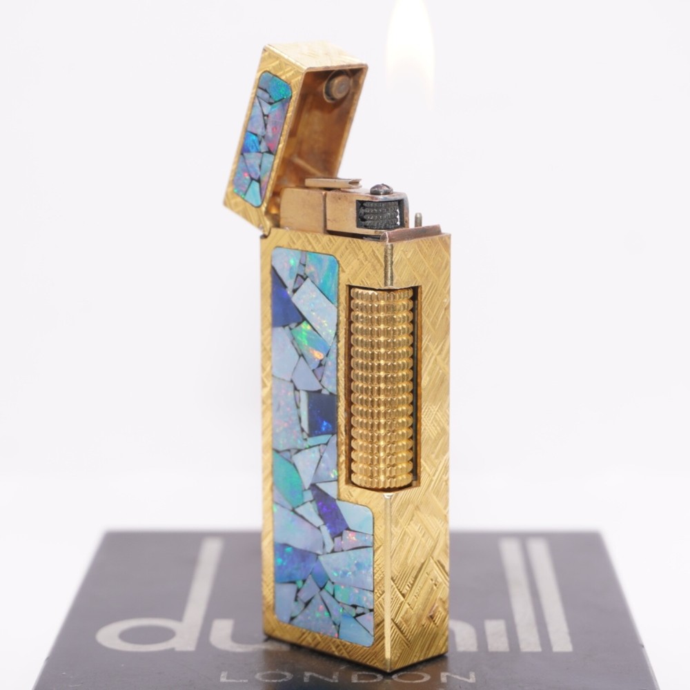 Dunhill Lighter Gold Florentine Opal Pattern_Ultrasonically cleaned_Working
