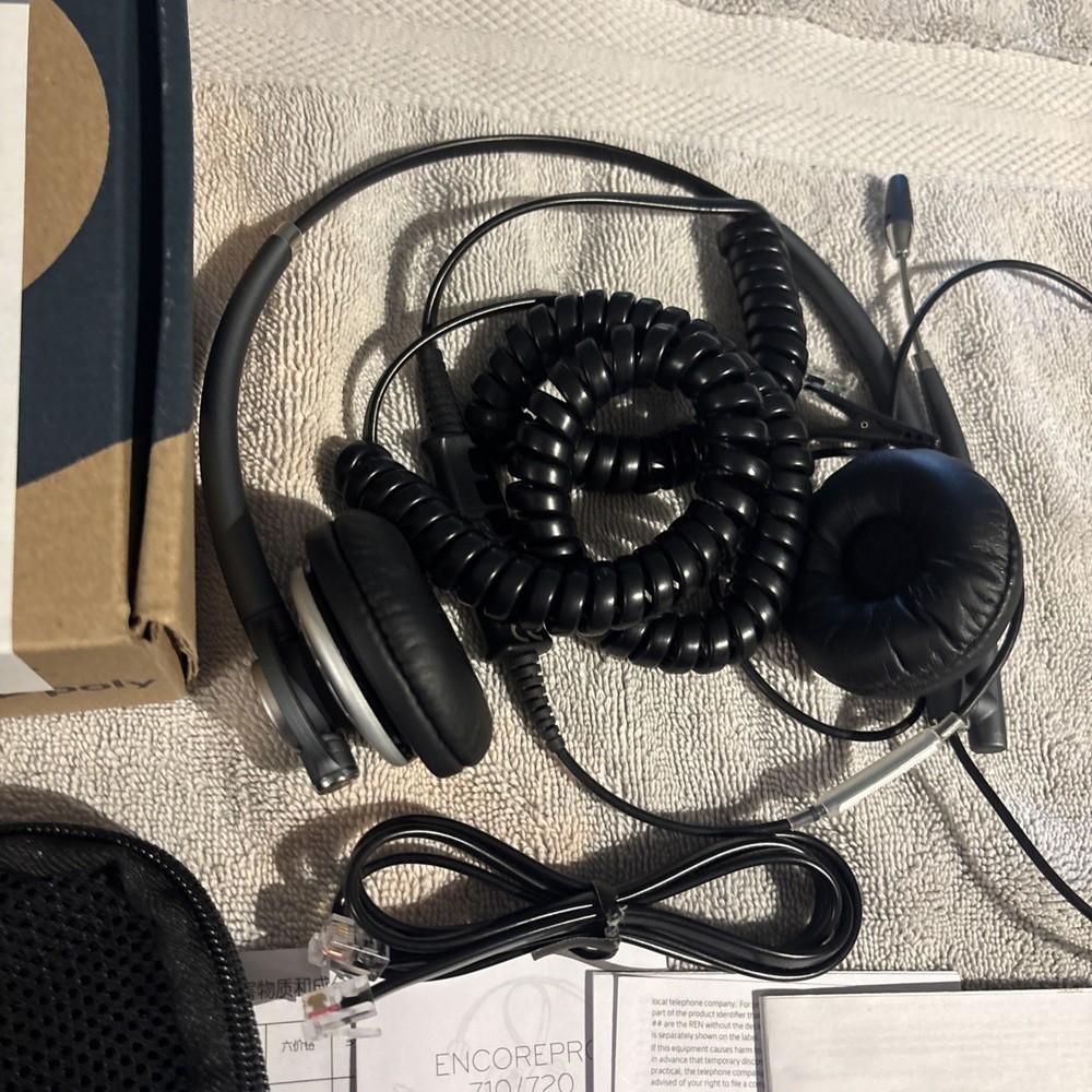 Plantronics EncorePro 720 Wired Headset Open Box with Pouch Manual