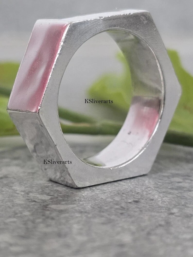 Nut Ring 10 mm Nut Ring Solid 925 Sterling Silver Bolt Geometric Ring Nut Finger