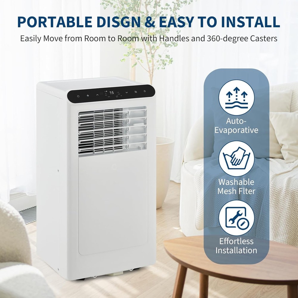 Portable Air Conditioner, 10000 BTU Cooling,Dehumidifying & Fan, Quiet Operation