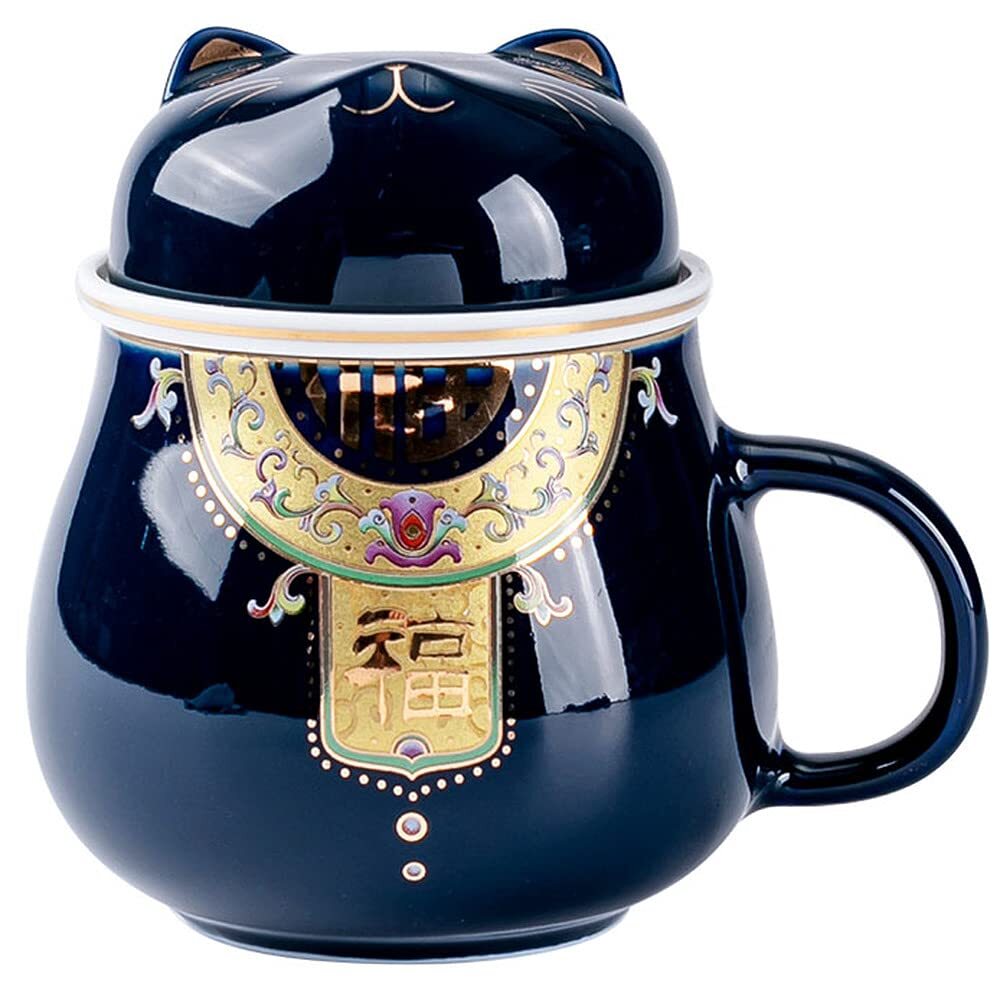 400ml Lucky Cat Tea Mug Creative Ceramic Office Filter Water Cup Kung Fu Tea