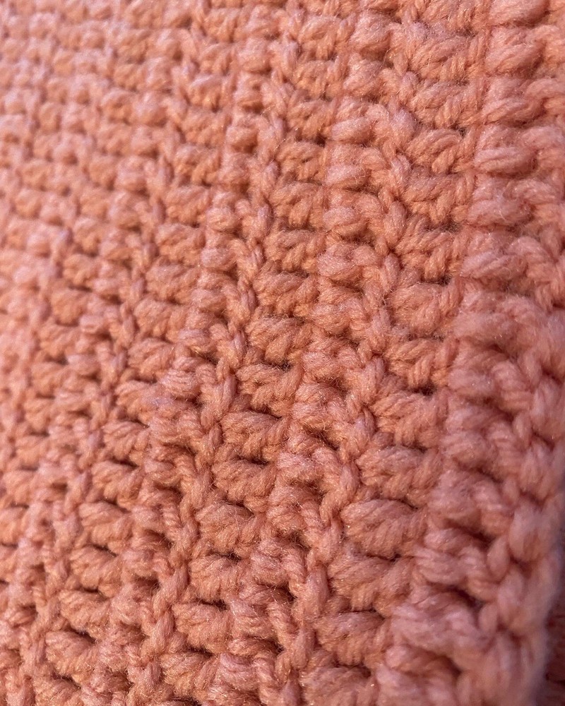 pink crochet throw 60 1/2 by 53 1/2