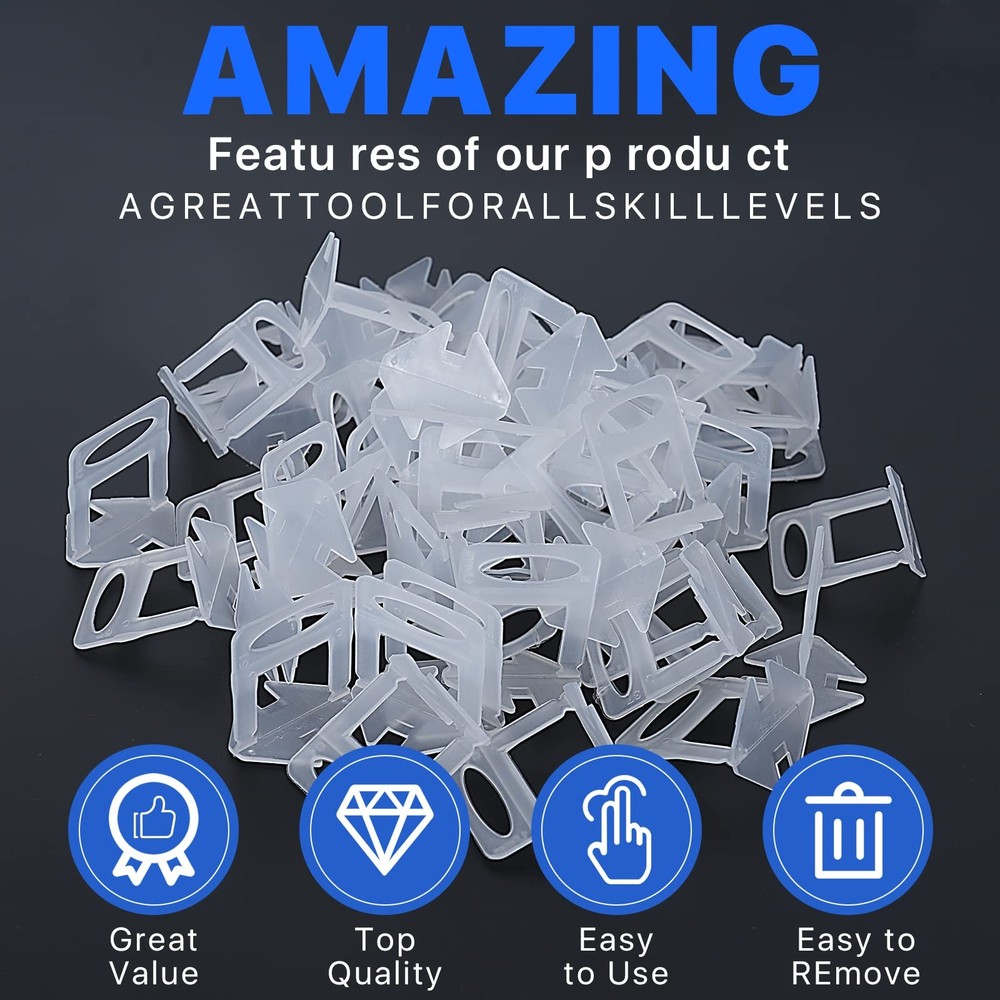 1100 Pcs Tile Leveling System Clips 1/16" (1.5mm) for Ceramic Tile and Stone ...