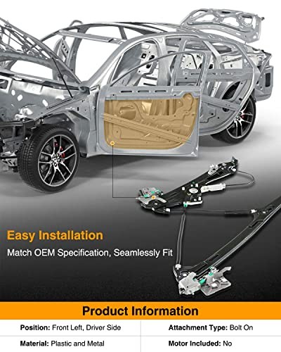 Electric Power Window Regulator Without Motor Compatible Front Driver Side