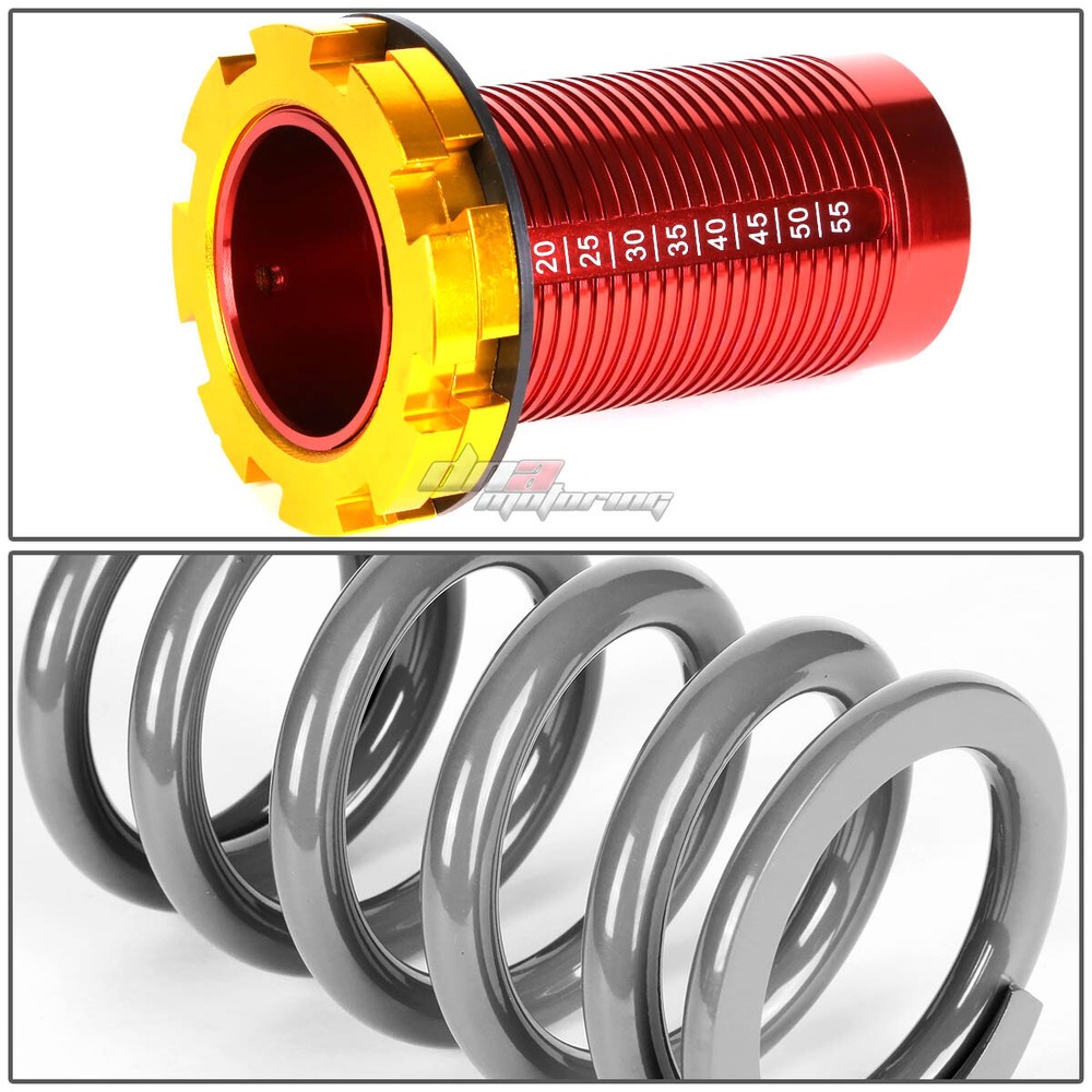 SILVER ADJUSTABLE 1-4"RED SCALE SUSPENSION COILOVER SPRING FOR 88-00 EG EK EM DC