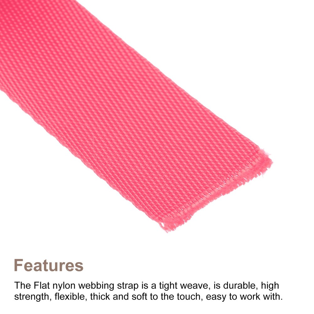 Flat Nylon Webbing Strap 1" 20 Yards Bright Rose Red for Backpack Luggage-rack