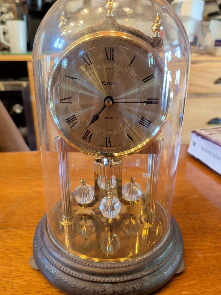 Kundo Quartz Anniversary Clock German Glass Dome  Working