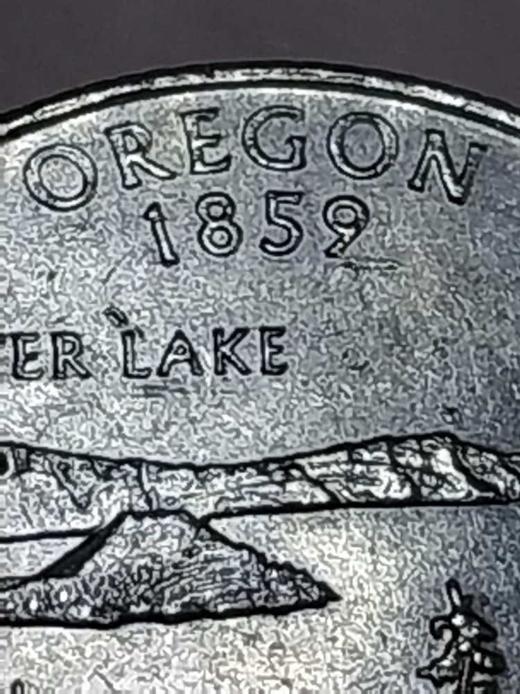 2005 P Error State Quarter. Obv. Die Chips. Oregon.