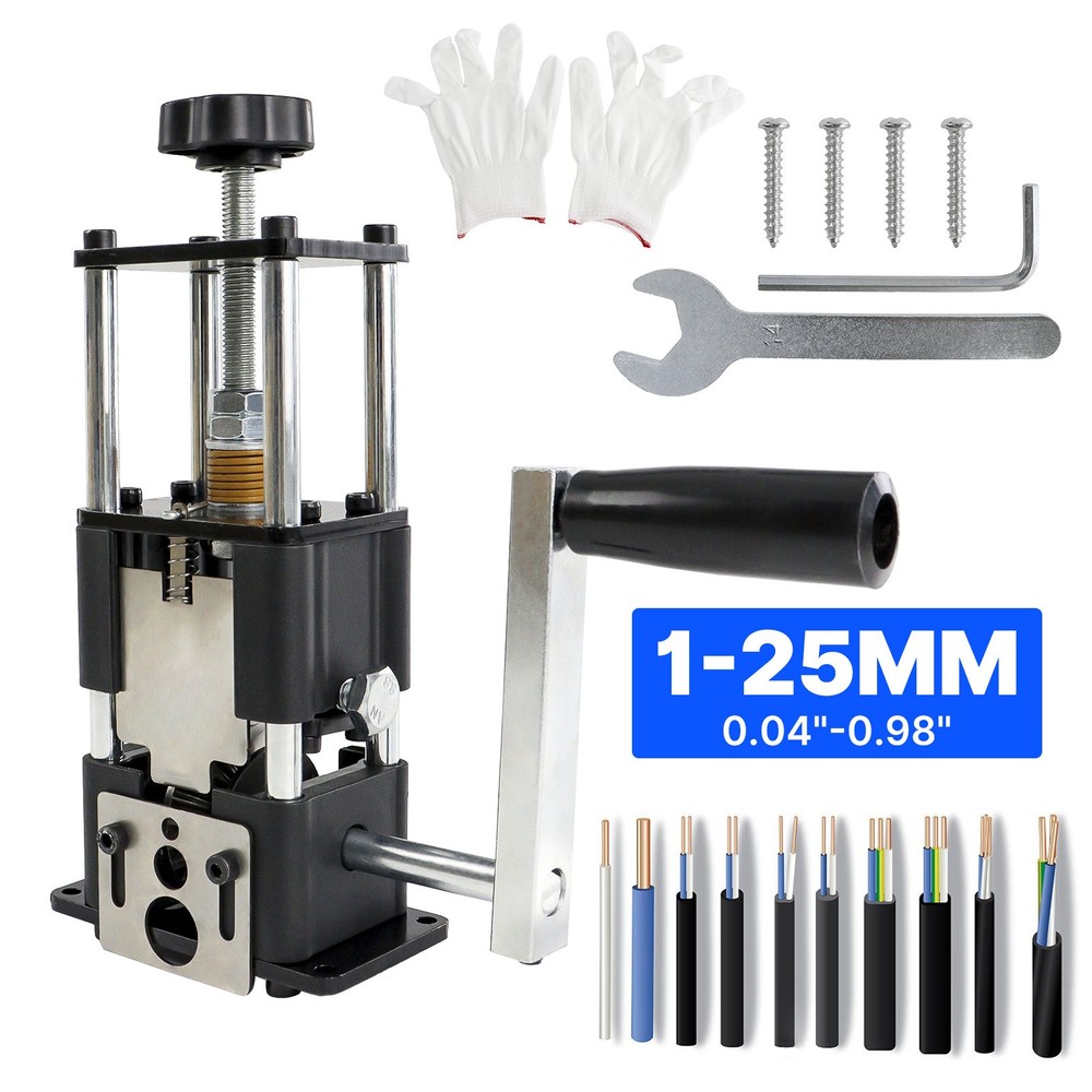 Manual Wire Stripping Machine Drill Powered Hand Crank Wire Stripper Tool 1-25MM