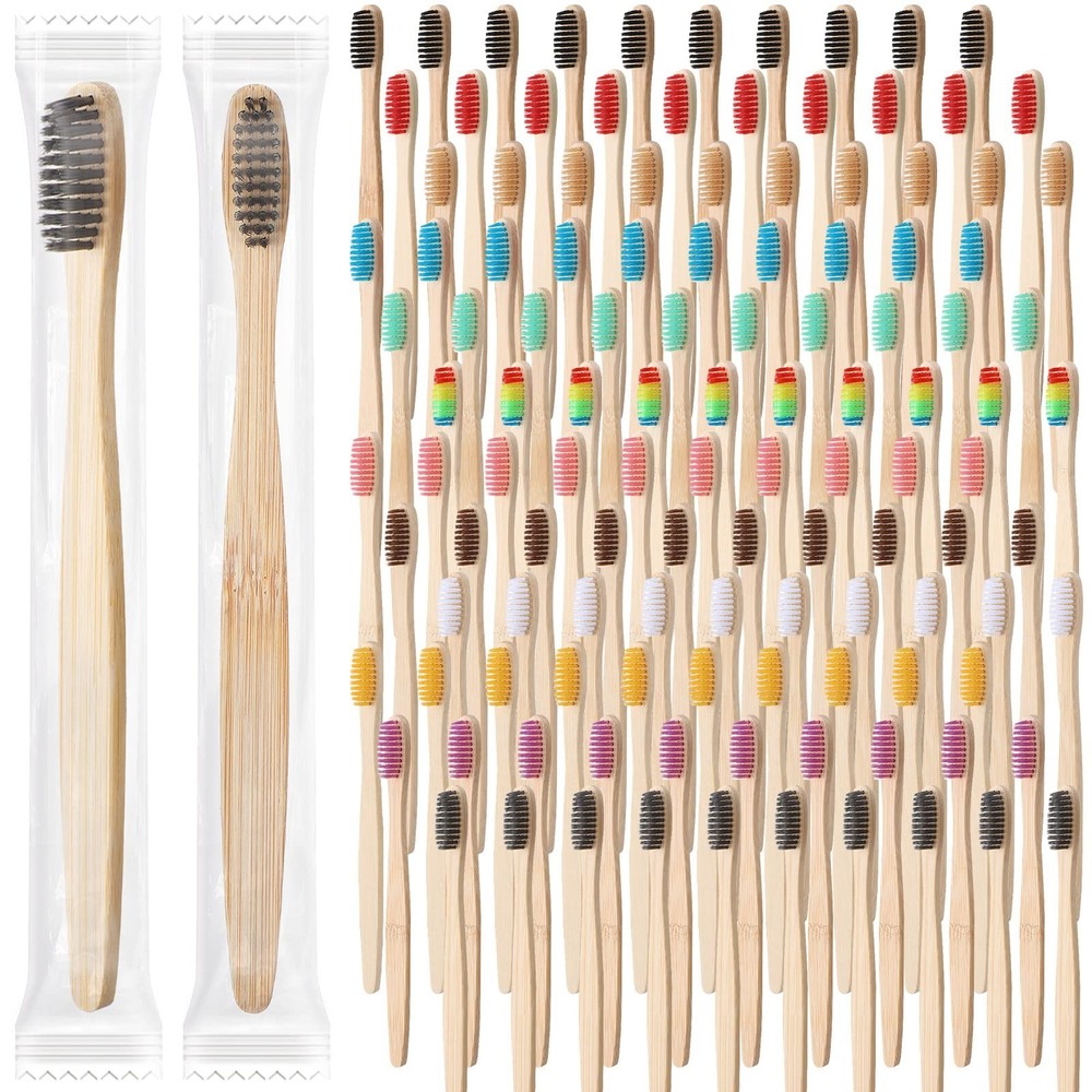Sieral 120 Pcs Bamboo Toothbrushes Bulk Soft Bristle Toothbrush, Individually