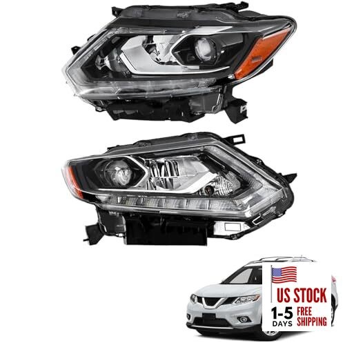 Headlights Assembly Driver and Passenger Side Headlamps Replacement for 2014