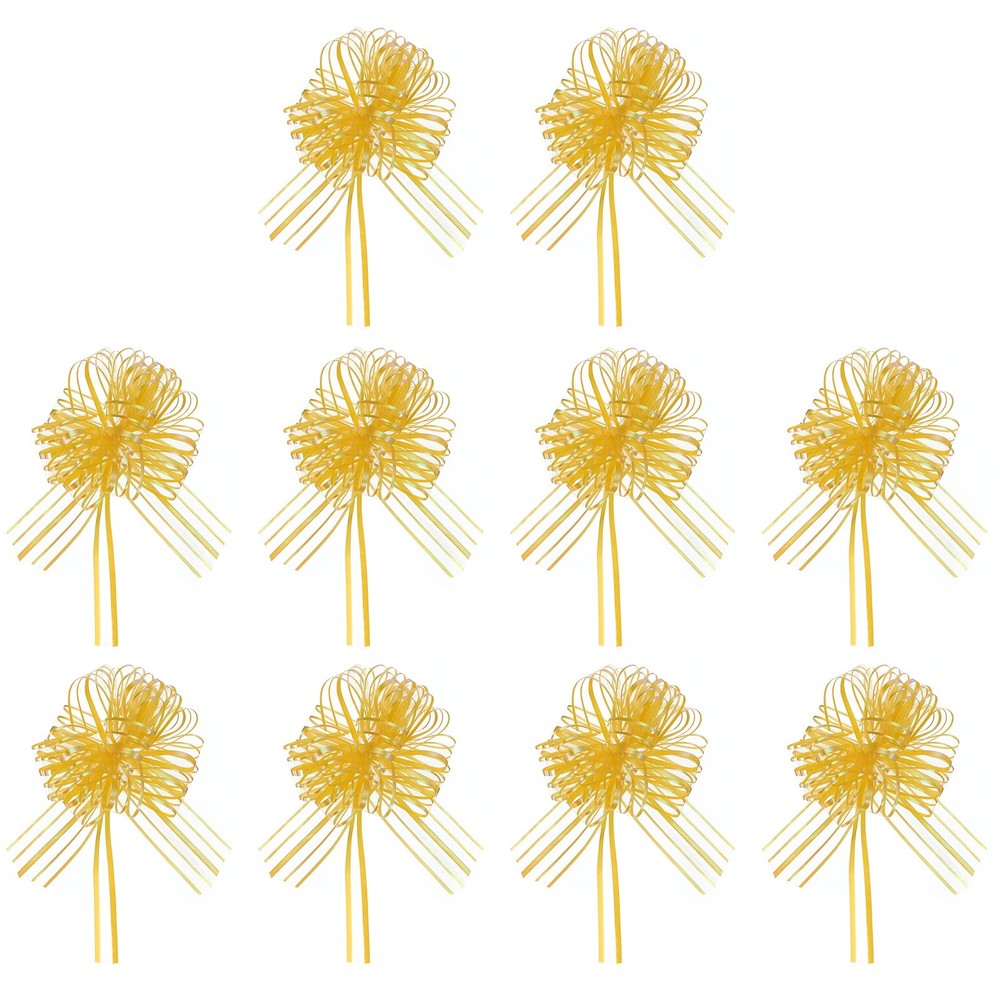 Large Gift Bow 7.5x6 Inch, 10 Pcs  Pull Bows for Gift Wrapping, Yellow
