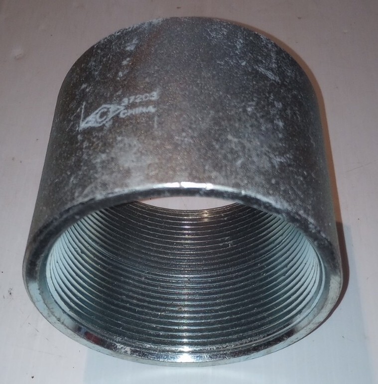 4" STRAIGHT STAINLESS STEEL MERCHANT COUPLING W/ GALVANIZED COATING, FREE SHIP