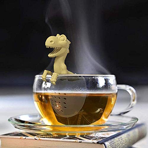 Tea Infuser,Dinosaur & eggshell Filter Diffuser Loose Dinosaur-YELLOW