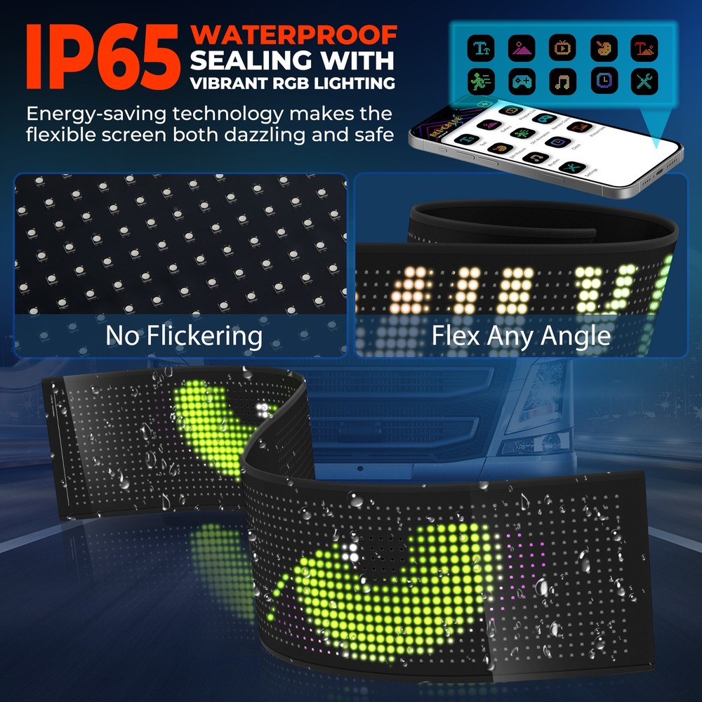 LED Devil Eyes Light for Windshield 52.36x7.56 inch, DIY Programmable Led Eyes