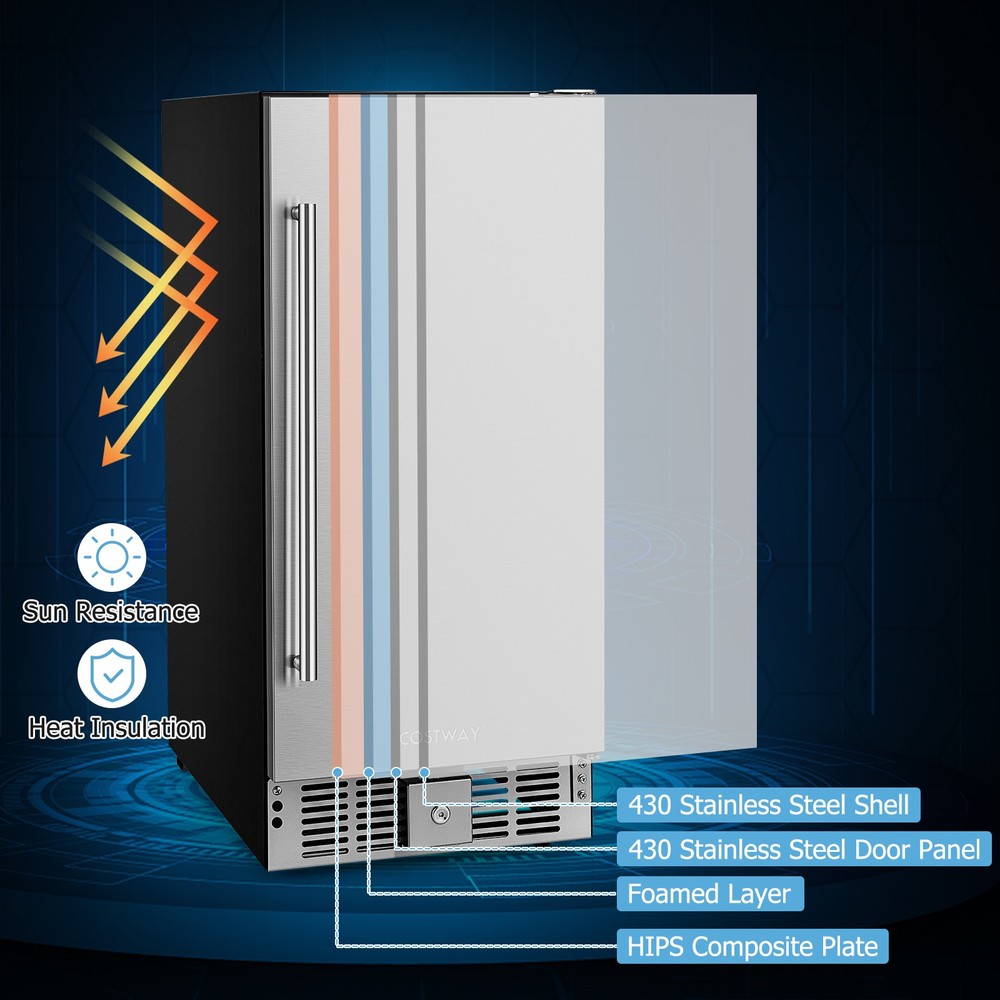 Under-counter Freestanding Fridge Compact Refrigerator w/ Adjustable Temperature