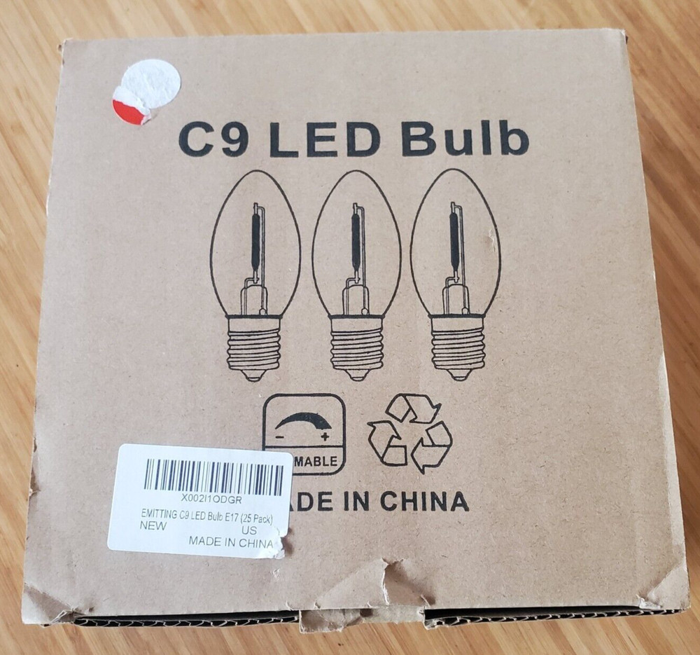 C9 Replacement Bulbs, Clear Led Christmas Light Bulbs, 25 Pack C9 Bulb, Dimmable