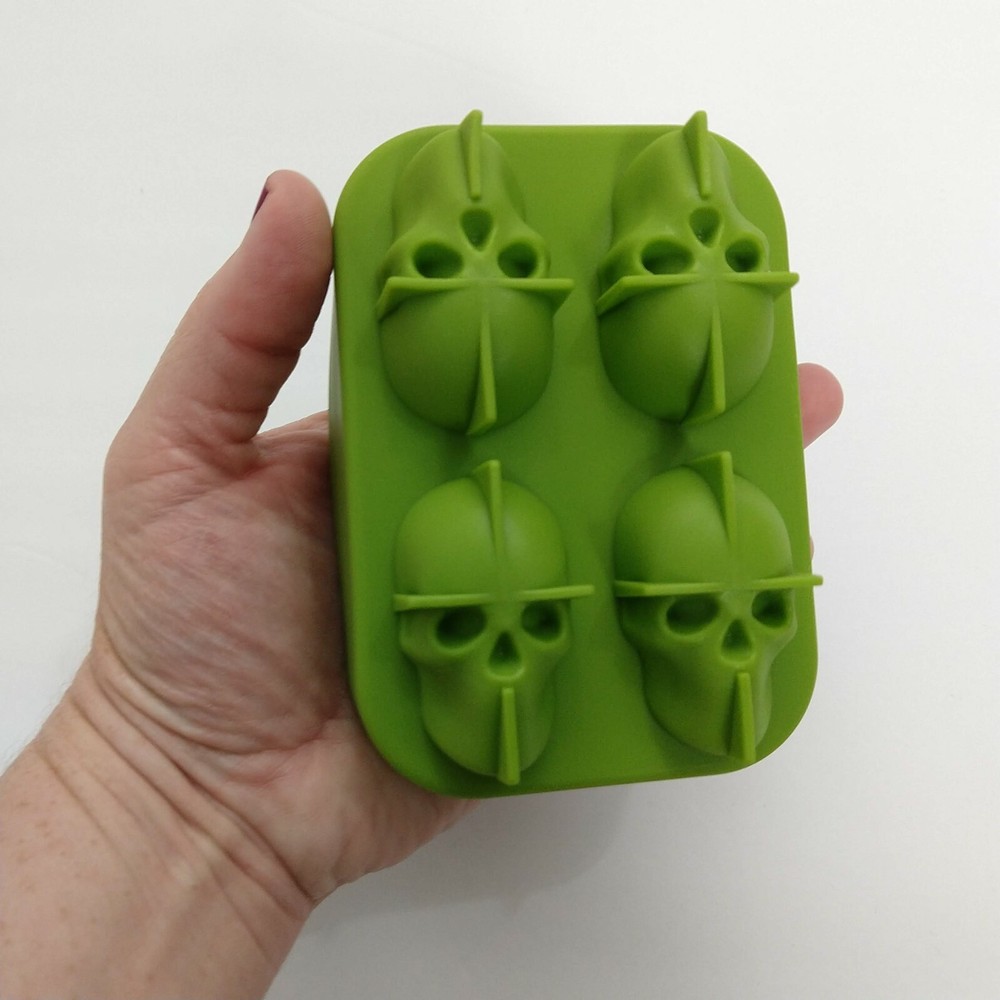 Green Skull Ice Mold 3D Halloween Punch Drinks Silicone