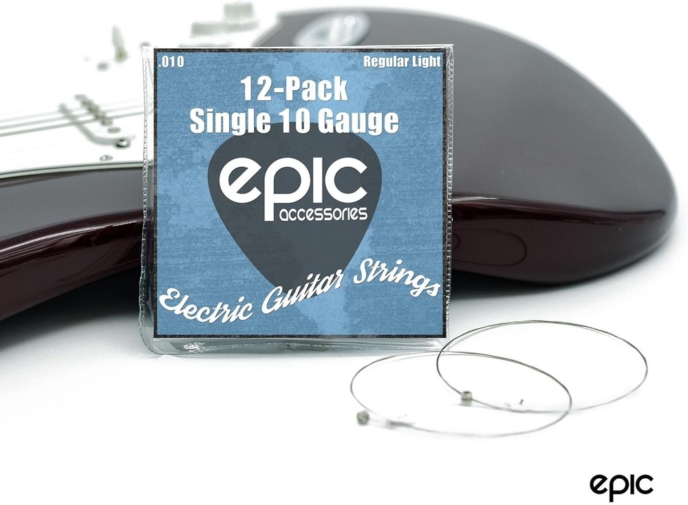 12-Pack .010 Gauge High E String Single Electric Guitar Strings 10