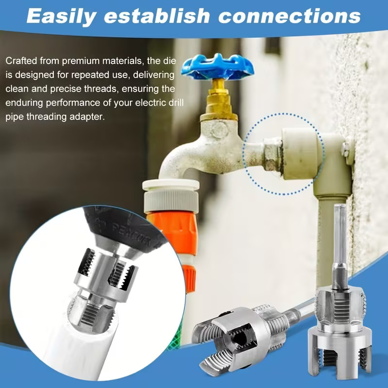 Integrated Internal & External Pipe Threading Tool Steel PVC Pipe Threader Kit