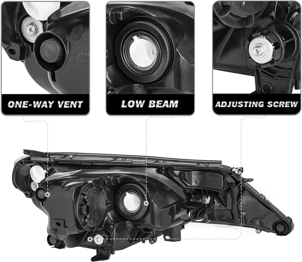 Headlight Assembly Fit for 2013 2014 2015 Rav4 Halogen Headlamp Replacement Blac