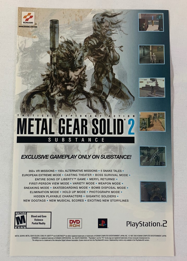 2003 video game ad page ~ METAL GEAR SOLID 2 ~ Substance